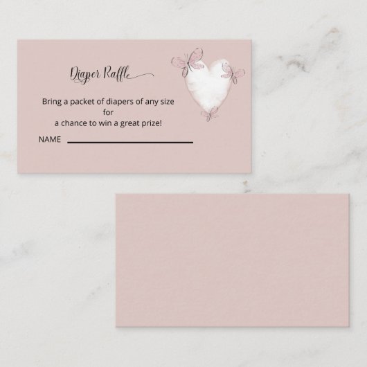 Roze haren en vlinder luieraffle informatiekaartje (Voorkant / Achterkant)