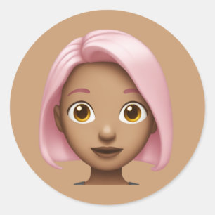 Roze-harige Avatar Emoji Ronde Sticker