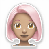 Roze-harige Avatar Emoji Sticker (Voorkant)