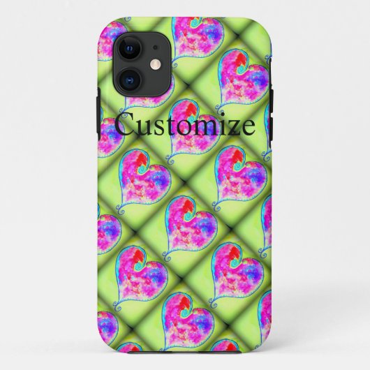 roze harige groene diamanten Case-Mate iPhone case (Achterkant)
