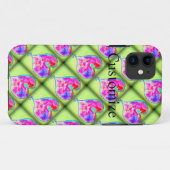 roze harige groene diamanten Case-Mate iPhone case (Achterkant (horizontaal))