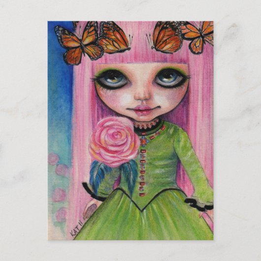 Roze harige Roos Blythe pop fan art Briefkaart (Voorkant)
