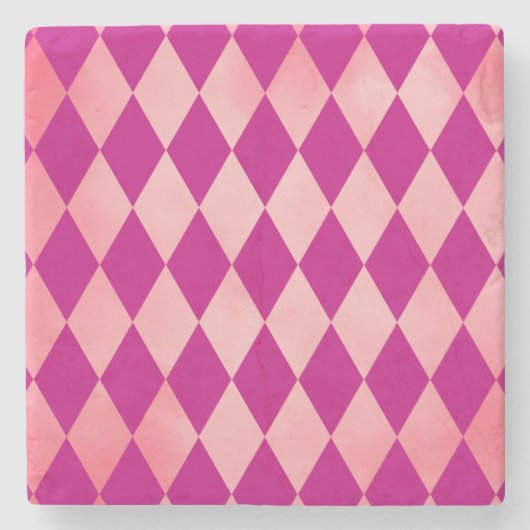 Roze Harlekijn Diamond Pattern Art Onderzetter (Voorkant)