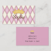 Roze Harlequin Persoonlijke Princess Calling Card Visitekaartje (Voorkant / Achterkant)