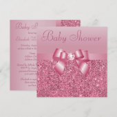 Roze harsen, Baby shower met zwoerd en diamant Kaart (Voorkant / Achterkant)