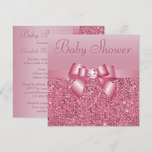 Roze harsen, Baby shower met zwoerd en diamant Kaart (Voorkant / Achterkant)