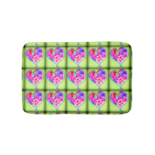 roze harspatroon groen badmat (Voorkant)