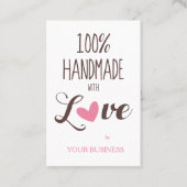 Roze hart 100% handgemaakt met liefdesofferte visitekaartje (Voorkant)