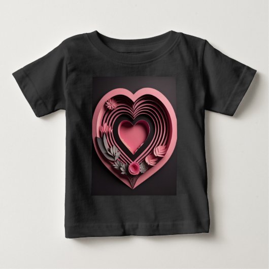 Roze Hart 3D Paper Art Design T-shirt (Voorkant)