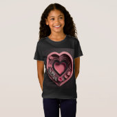 Roze Hart 3D Paper Art Design T-shirt (Voorkant volledig)