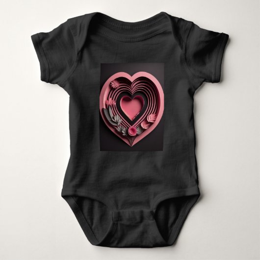 Roze Hart 3D Paper Art Design T-shirt (Voorkant)