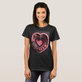 Roze Hart 3D Papier Kunst Design T-shirt (Voorkant volledig)