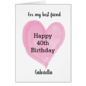 Roze hart 40e verjaardag Beste vriend (Voorkant)