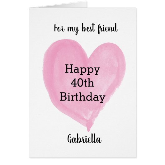 Roze hart 40e verjaardag Beste vriend (Voorkant)