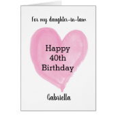 Roze hart 40ste verjaardag schoondochter (Voorkant)