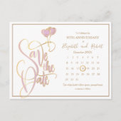 Roze Hart 50e Jubileum Save The Date Aankondigingskaart (Voorkant)