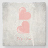 Roze hart Aangepast Onderzetter Stone (Voorkant)