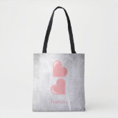 Roze hart Aangepaste Canvas tas (Voorkant)