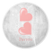 Roze hart Aangepaste keramische knop (Voorkant)