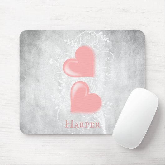 Roze hart Aangepaste Muismat (Met muis)