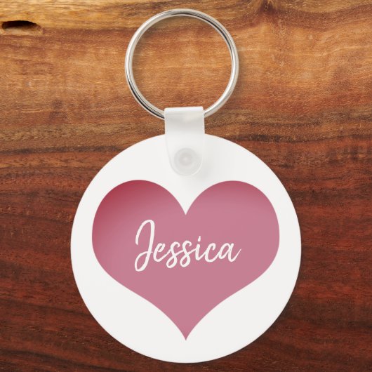 Roze hart Aangepaste naam Sleutelhanger (Achterkant)