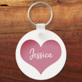 Roze hart Aangepaste naam Sleutelhanger (Voorkant)