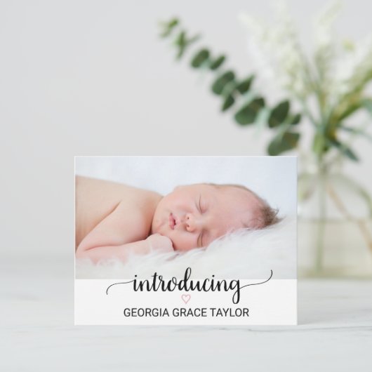 Roze hart | Aankondiging van de geboorte van de zw (Staand voorkant)