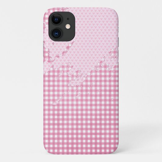 roze hart abstract op gingham Case-Mate iPhone case (Achterkant)