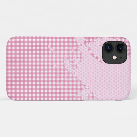 roze hart abstract op gingham Case-Mate iPhone case (Achterkant (horizontaal))