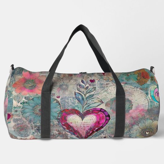 Roze Hart Abstracte Duffle Bag Plunjezak (Voorkant)
