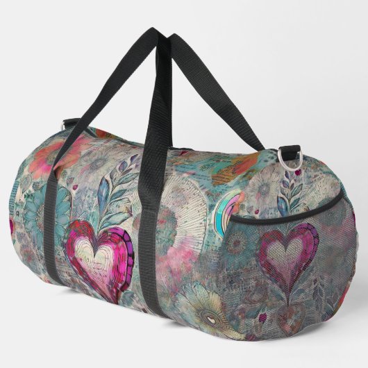Roze Hart Abstracte Duffle Bag Plunjezak (Rechterhoek)