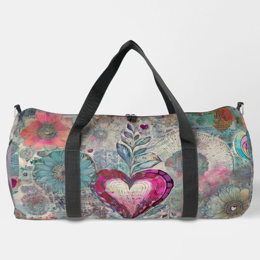 Roze Hart Abstracte Duffle Bag Plunjezak (Achterkant)