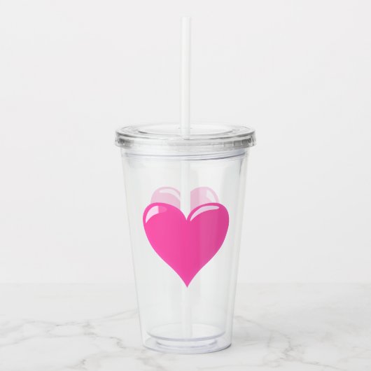 Roze Hart Acryl Tumbler Drinkbeker (Voorkant)