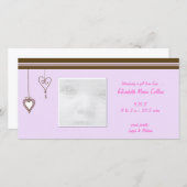 Roze Hart Baby Aankondiging Fotokaarten (Voorkant / Achterkant)