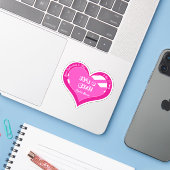 Roze Hart Baby Aankondiging Sticker (Laptop met iPhone)