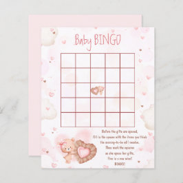 Roze Hart Baby Bingo Meisje Baby shower Game