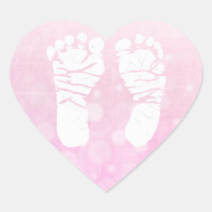 Roze Hart Baby Footprints Stickers
