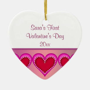 Roze hart baby foto eerste Valentijnsdag Keramisch Ornament