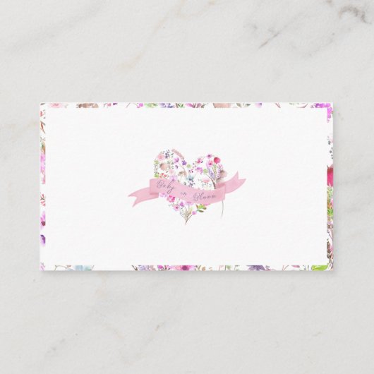 Roze Hart Baby In Bloom Boeken voor Baby Informatiekaartje (Achterkant)