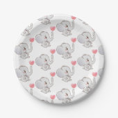 Roze Hart Baby Olifant Papieren Bord (Voorkant)