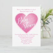 Roze Hart Baby shower Co-ed Vintage Kaart (Staand voorkant)