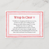 Roze Hart Baby shower Wrap in Clear Informatiekaartje (Voorkant)