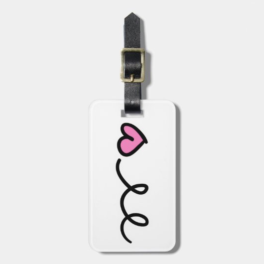 Roze hart bagagelabel (Voorkant verticaal)