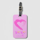 Roze Hart Bagagelabel (Voorkant (verticaal))