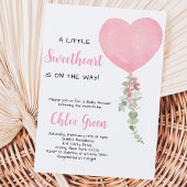 Roze Hart Ballon Baby Shower Kaart