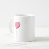 Roze Hart Ballon Illustratie Koffiemok (Voorkant links)