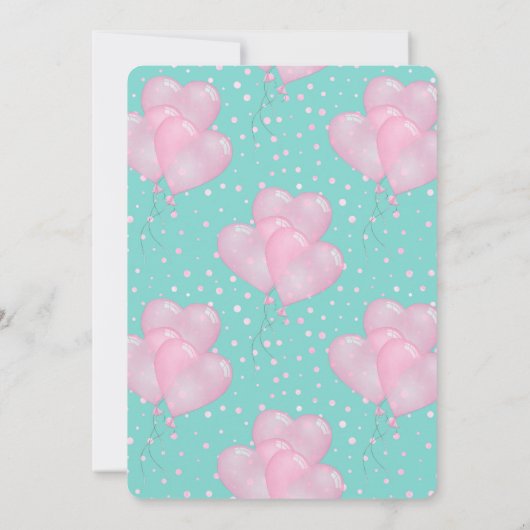 Roze Hart Ballon Kaart (Achterkant)