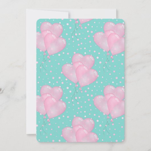 Roze Hart Ballon Kaart (Voorkant)