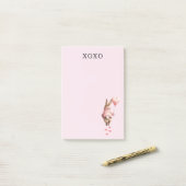 Roze Hart Ballon voetstappen Konijn Post-it® Notes (Op bureau)
