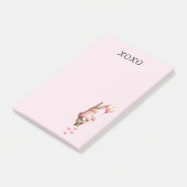 Roze Hart Ballon voetstappen Konijn Post-it® Notes (Schuin)